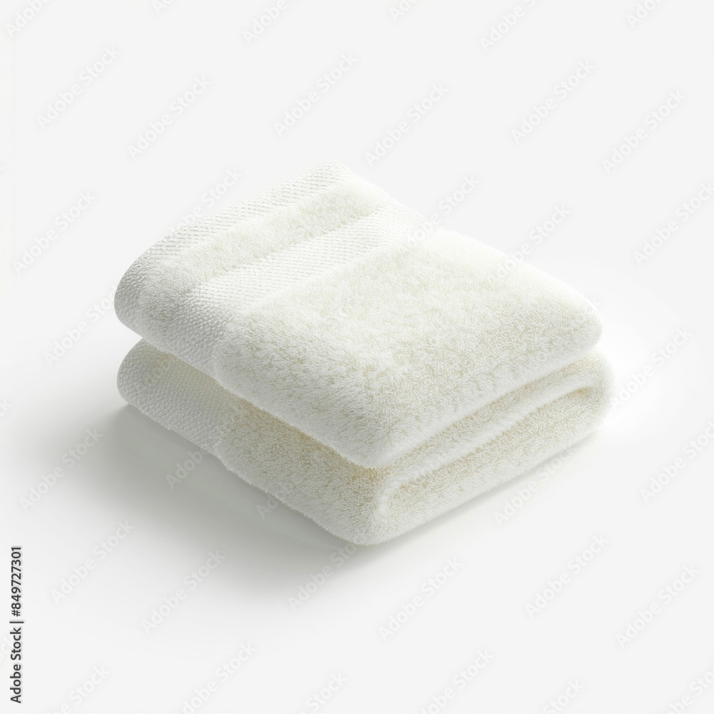 Folded White Towel on White Background. Generative ai Folded White Towel on White Background. Generative ai