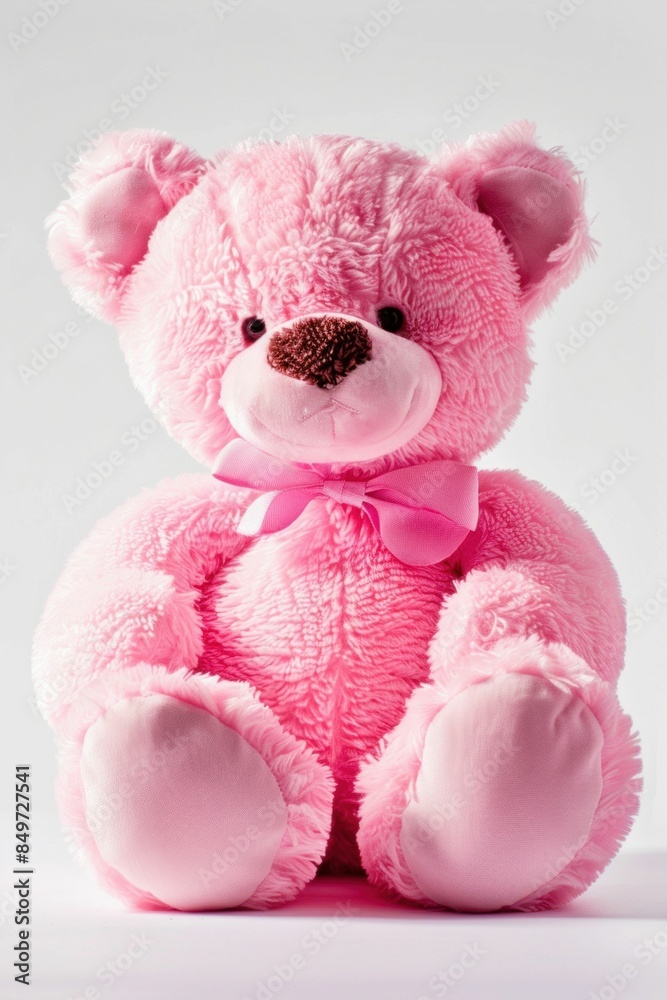 Pink Teddy Bear with Ribbon. Generative ai Pink Teddy Bear with Ribbon. Generative ai