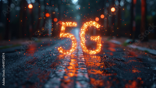 Illustrate 5G challenges and solutions: infrastructure, privacy, cybersecurity, advanced protocols, community engagement, and sustainability.generative ai