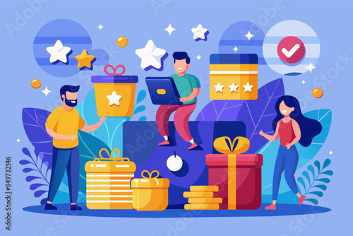 a man is opening a box with a gift, customer loyalty program to incentivize repeat purchases