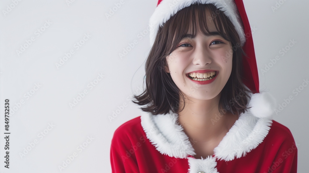 クリスマスを楽しむ若い日本人の女性 クリスマスを楽しむ若い日本人の女性