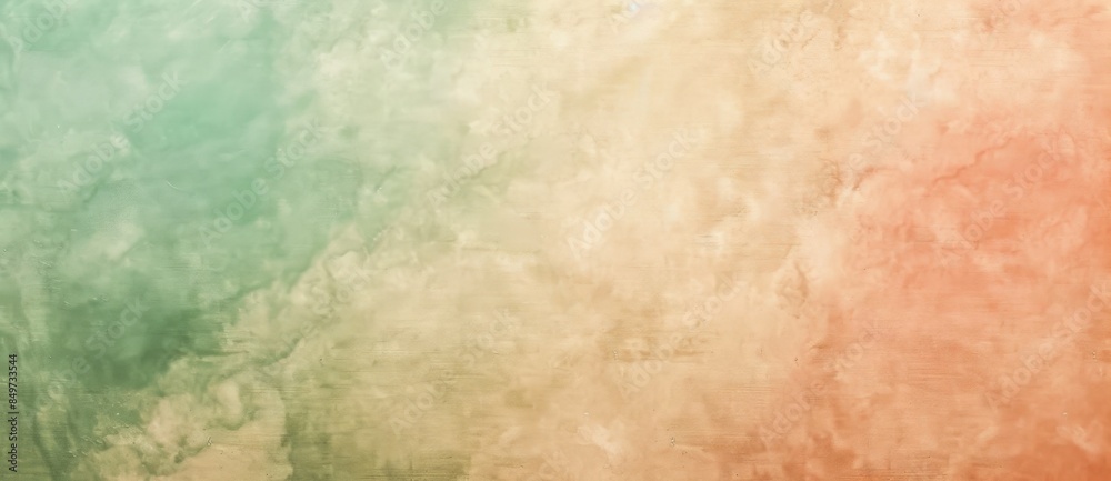 Fototapeta premium Vibrant grunge wall texture transitions smoothly from green to orange, forming a captivating abstract backdrop with space for text
