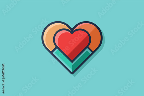a heart with a red and white stripe, icon for a dating app that conveys romance and compatibility
