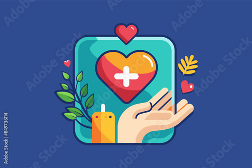 a heart with a lot of money and coins, icon for a charity app that symbolizes generosity and compassion
