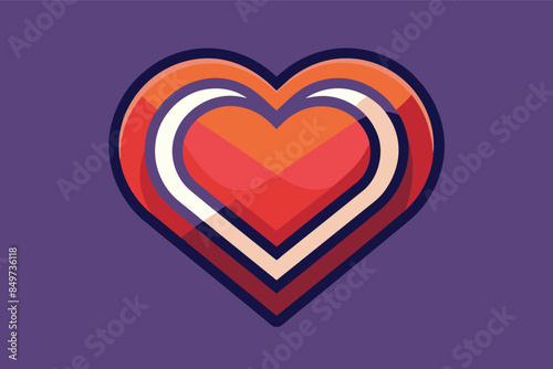 a heart with a red and white stripe, icon for a dating app that conveys romance and compatibility