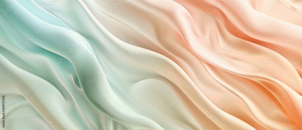 Abstract background featuring a smooth pastel-colored fabric forming gentle waves, suitable for projects related to fashion, beauty, and elegance Abstract background featuring a smooth pastel-colored fabric forming gentle waves, suitable for projects related to fashion, beauty, and elegance