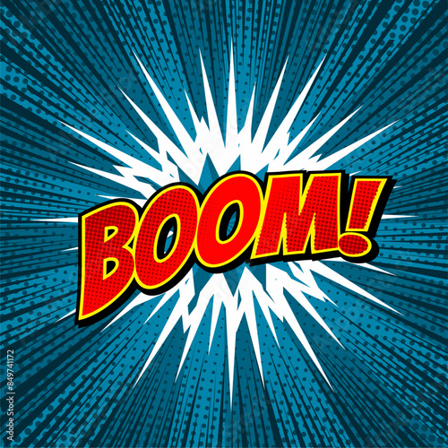 Comic Text BOOM speech bubble in Pop Art style