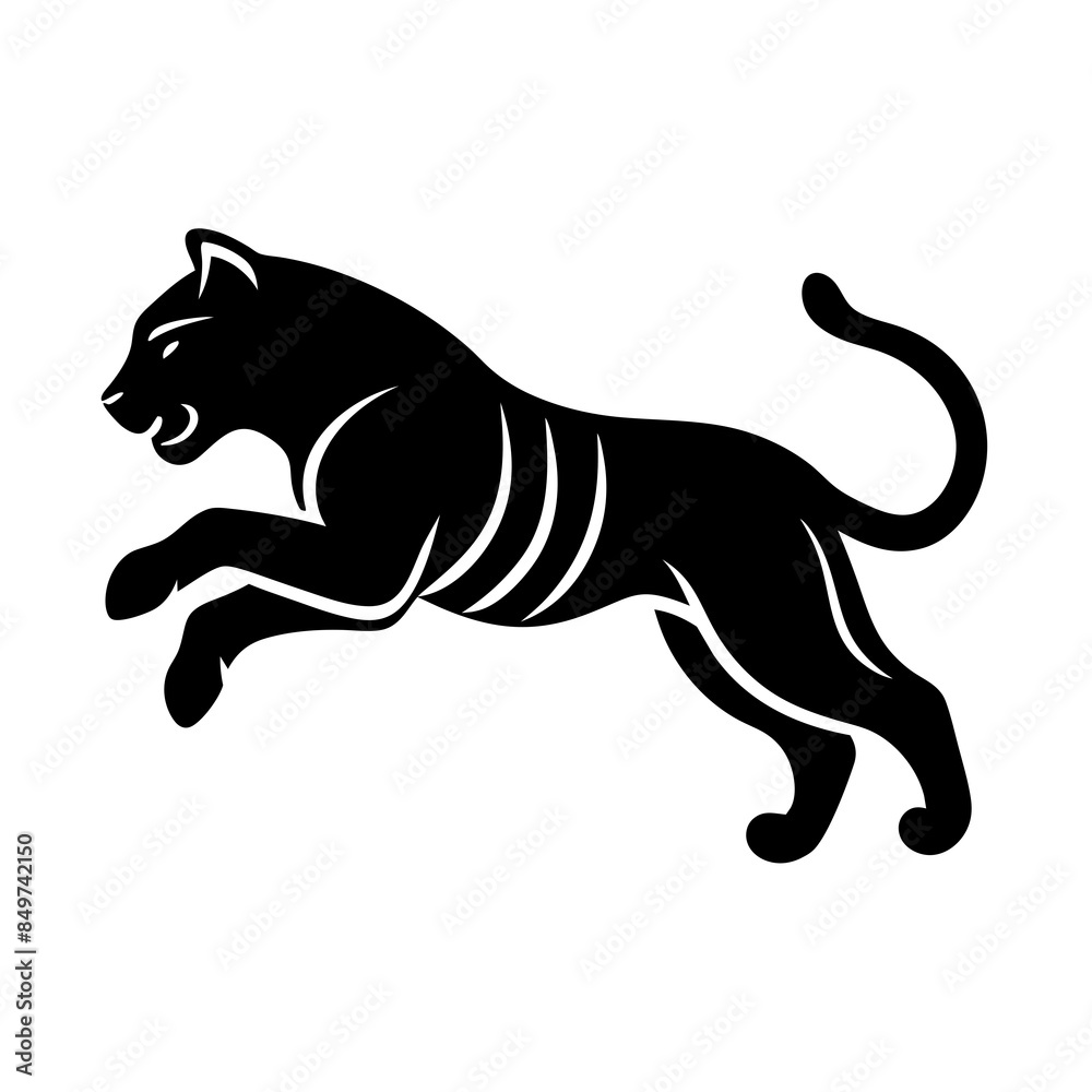 simple tiger jumping silhouette jumping vector illustration flat design white background simple tiger jumping silhouette jumping vector illustration flat design white background
