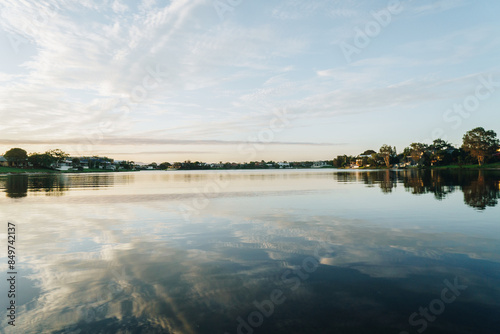 Sunset reflection on Burleigh Lake, Burleigh, Gold Coast, Australia 