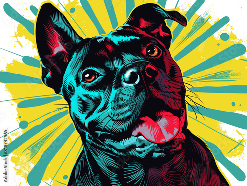 French bulldog. Vector illustration of a dog on a grunge background.