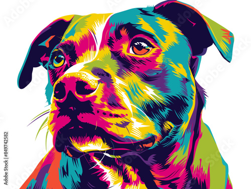 Portrait of a dog breed pit bull terrier. Vector illustration