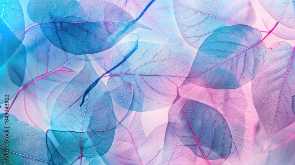 Fototapeta premium Macro leaves background texture blue. beautiful artistic image of nature