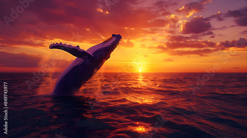 Wal bei Sonnenuntergang Springen photo