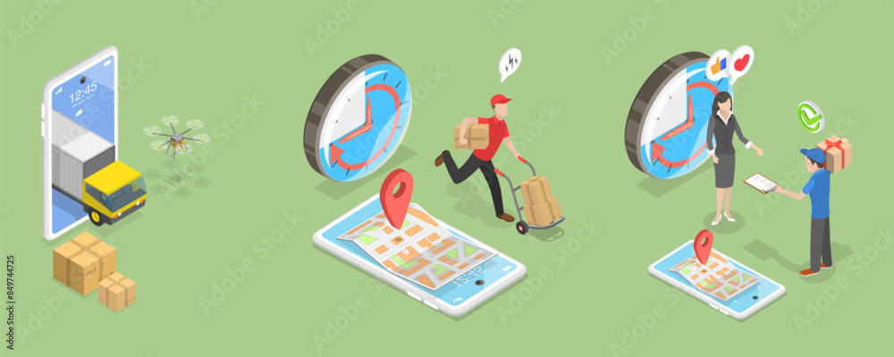 3D Isometric Flat Vector Illustration of Logistics And Delivery ...