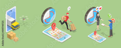 3D Isometric Flat Vector Illustration of Logistics And Delivery, Freights Transportation
