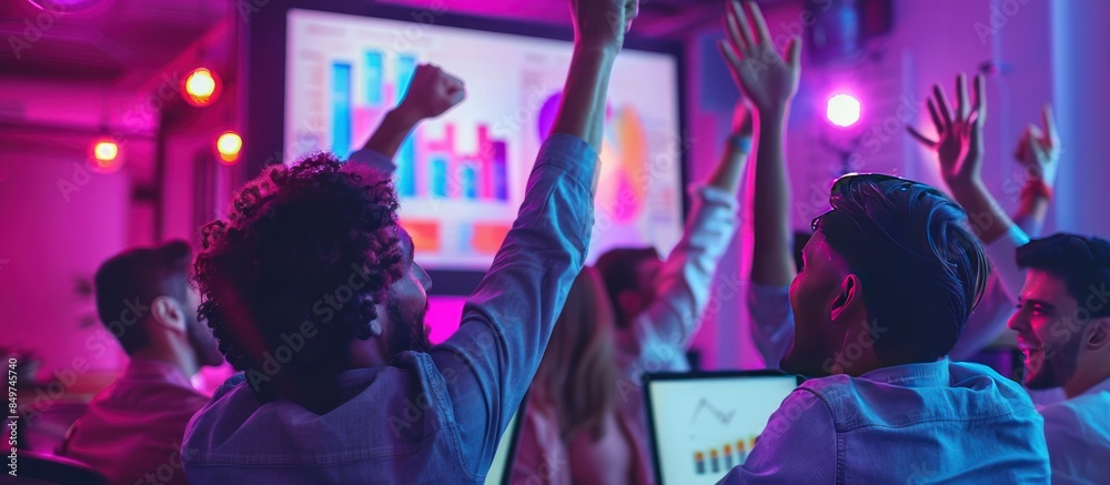 Group of Excited People Celebrating Success at Work Group of Excited People Celebrating Success at Work