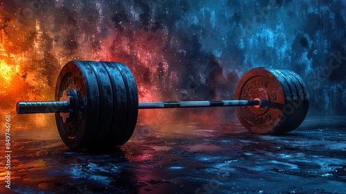 Barbell on a Dark and Smoky Background