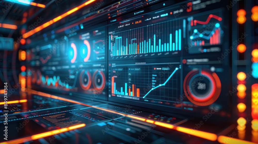 Futuristic Digital Dashboard with Data Visualization Futuristic Digital Dashboard with Data Visualization