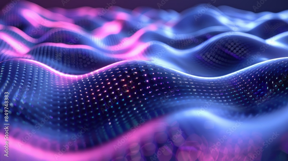 Abstract Digital Landscape with Glowing Waves Abstract Digital Landscape with Glowing Waves