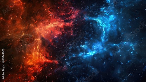 background of the universe with a red and blue nebula © Khalif