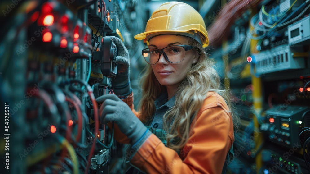 Woman Electrical Engineer Working on Complex Systems Woman Electrical Engineer Working on Complex Systems
