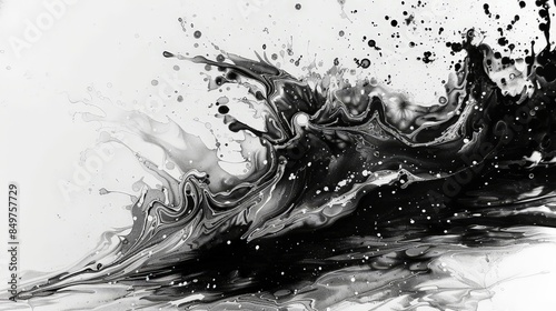 Abstract Black and White Ink Swirl photo