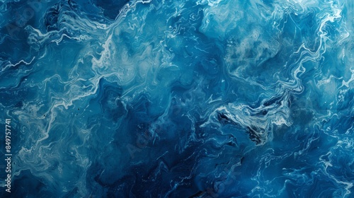 A mesmerizing fluid art texture featuring swirling patterns of various shades of blue for a dynamic look
