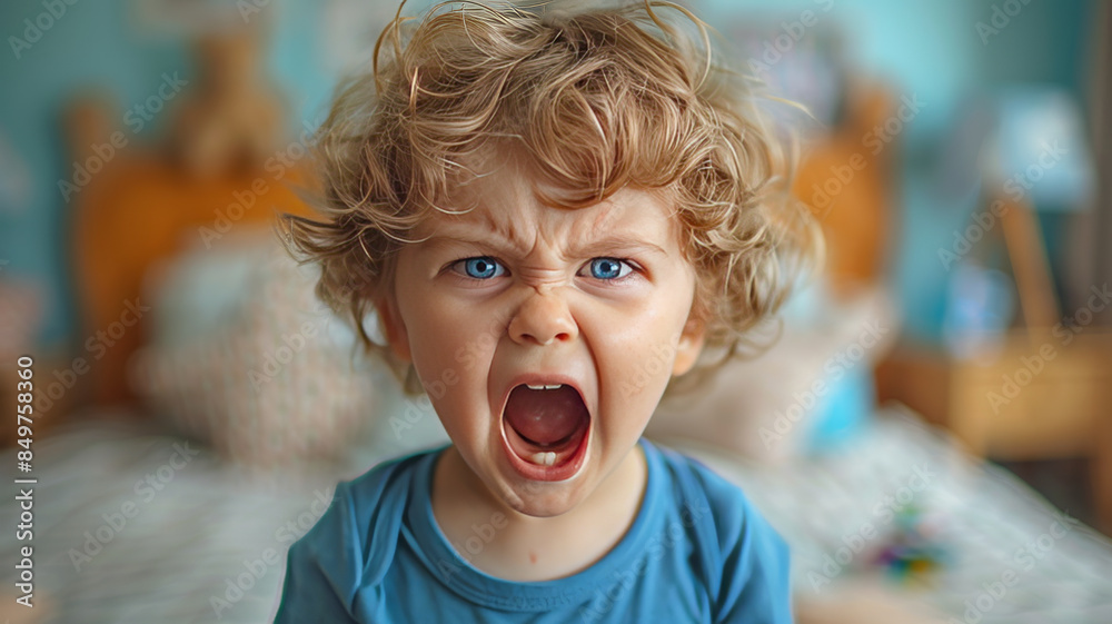 a toddler having a temper tantrum in their bedroom.generative ai a toddler having a temper tantrum in their bedroom.generative ai