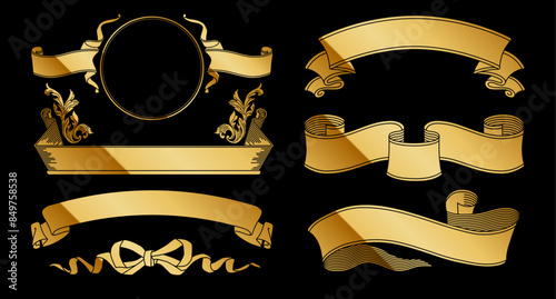 A retro vintage horizontal frame set with a luxurious gold design.
