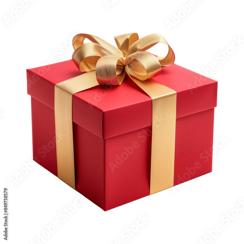Red gift box on transparent background