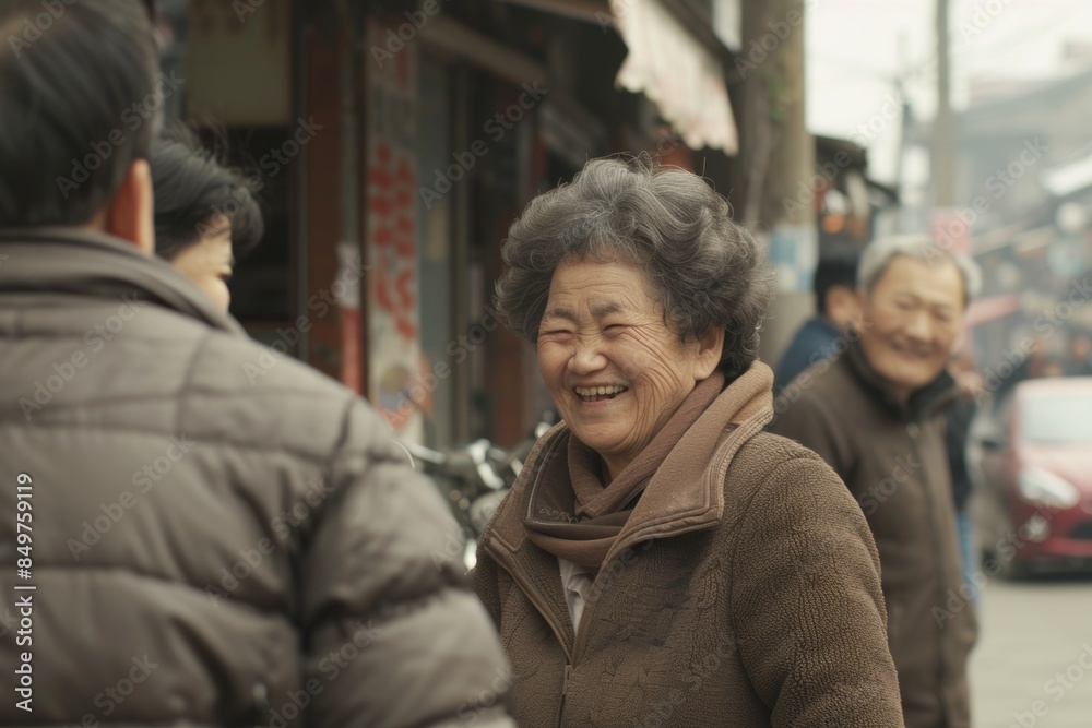 An elderly woman in the street. An elderly woman in the street.