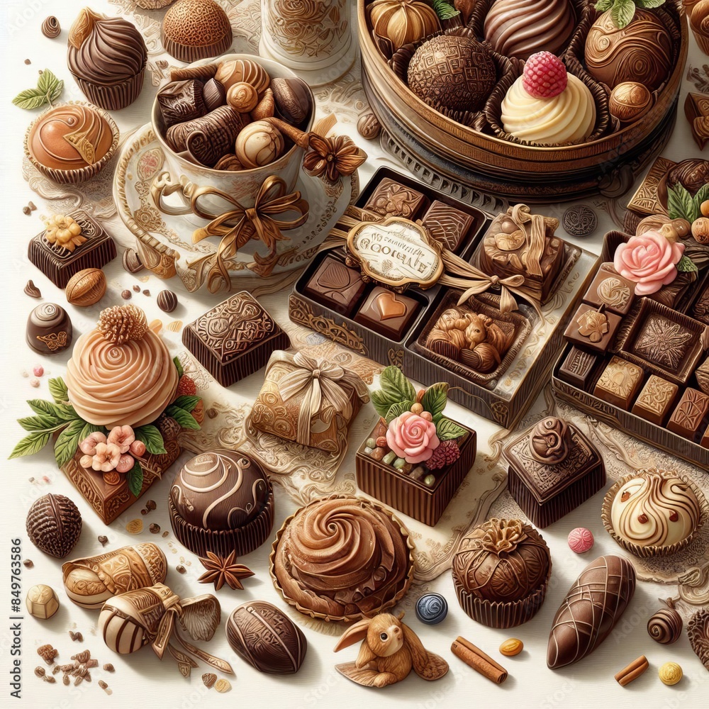 chocolates with antique style background chocolates with antique style background