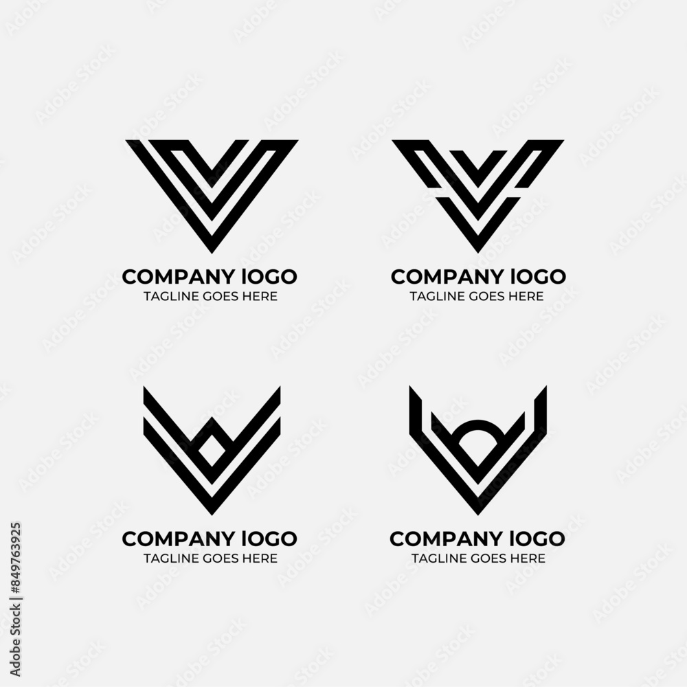 V logo set flat design V logo set flat design