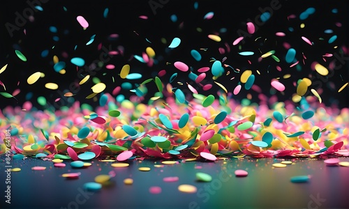 Vibrant Confetti Explosion: Artistic Celebration Scene with Dynamic Colors