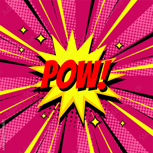 Comic Text POW speech bubble in Pop Art style