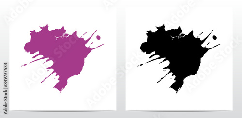 Paint Color Splash Stylized Map Of Brazil