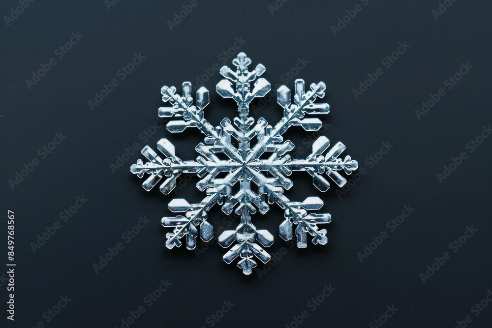 A single snowflake on a plain black background. A single snowflake on a plain black background.