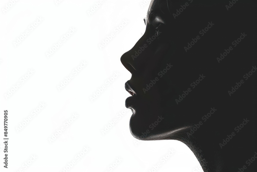 A profile face silhouette portrait adult white background.