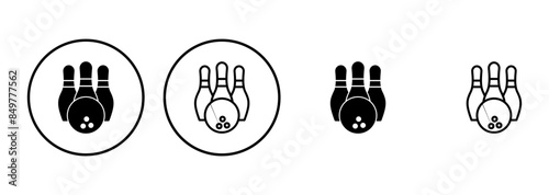Bowling icon set. bowling ball and pin icon. bowling pins