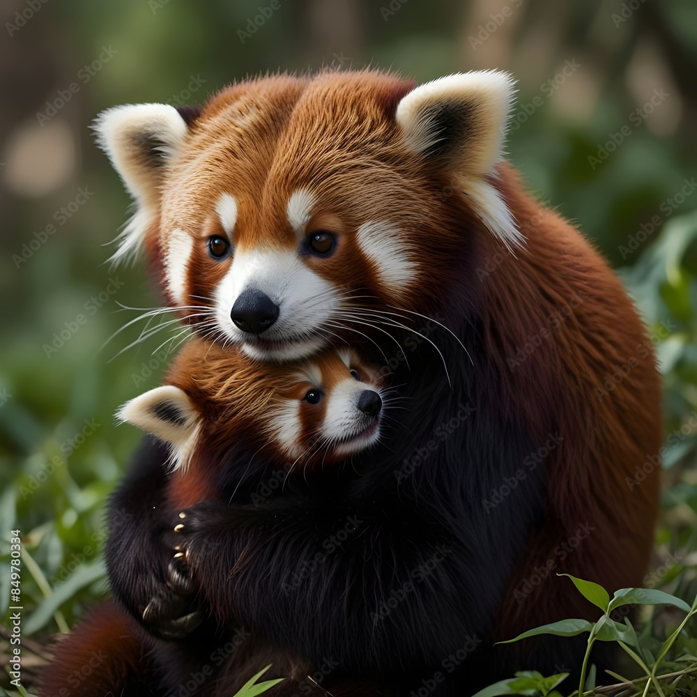 Obraz premium Red Panda And Her Mother Generative Art