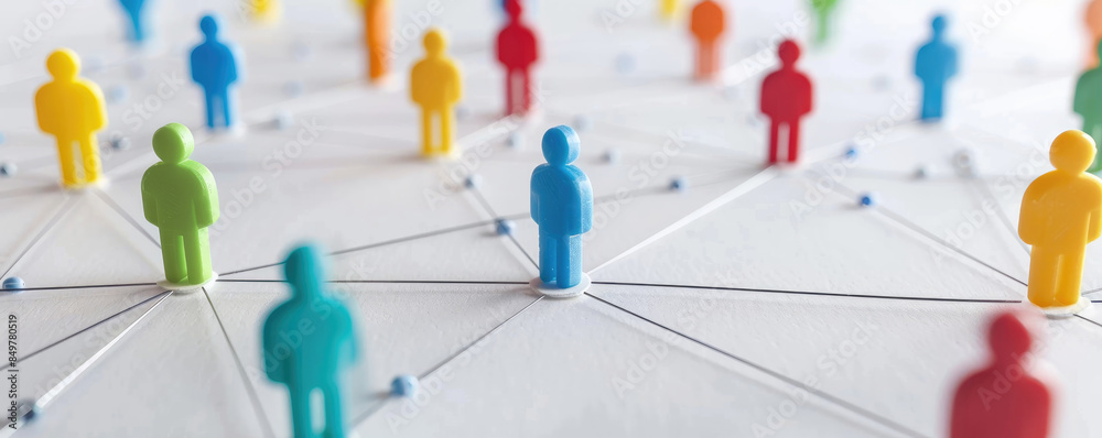 Large group of simple people shapes connected by lines Large group of simple people shapes connected by lines