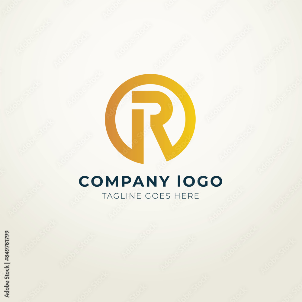 R logo flat design modern royal concept 