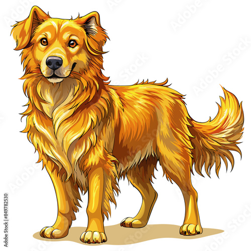 golden dog ,real style, white background
