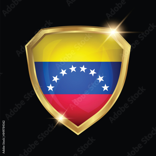 Free Download Venezuela Flag Golden Shield Logo - GFXLoad
