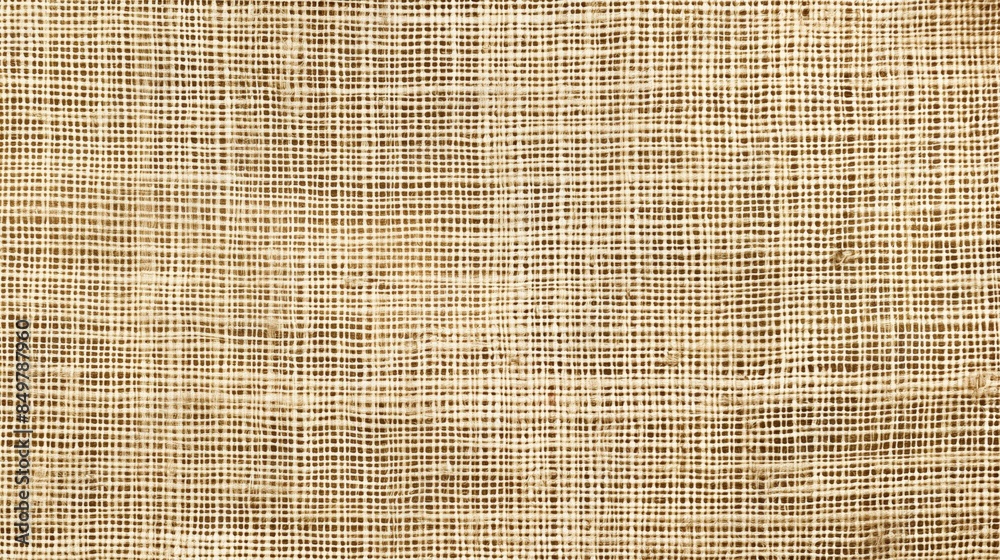 Sackcloth or burlap texture close up, natural cotton fabric, unfinished linen cloth textile for crafts. Background eco-friendly design with copy space