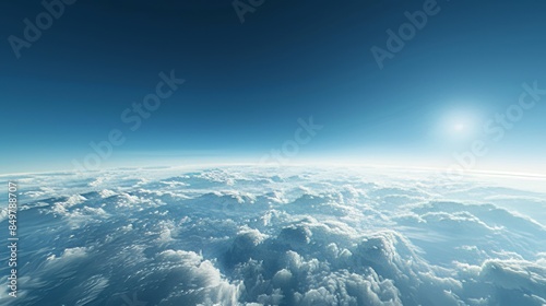 Serene View Above the Clouds with Endless Blue Sky and Horizon Line photo