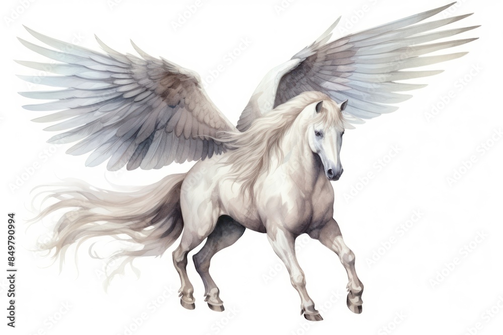 Hourse with white wing drawing animal mammal. Hourse with white wing drawing animal mammal.