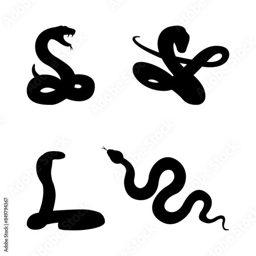 Set of Snake Silhouettes