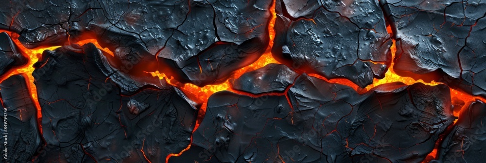Lava texture background. Hot glowing lava closeup background, black orange heat design, top view. Abstract background of extinct lava with red gaps. Lava texture background. Hot glowing lava closeup background, black orange heat design, top view. Abstract background of extinct lava with red gaps.
