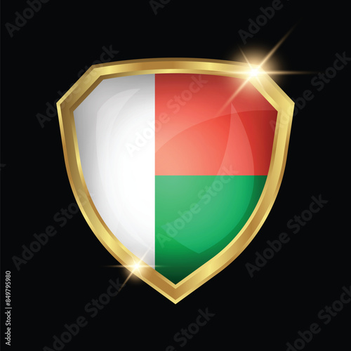 Free Download Madagascar Flag Golden Shield Logo - GFXLoad